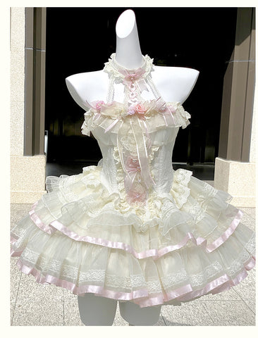 Fairy Ballet Style Ribbon Princess Halter Neck Dress