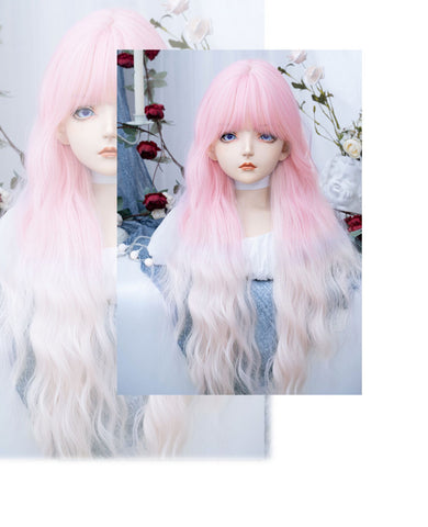 Japanese sweet gradient long curly hair JK full head set