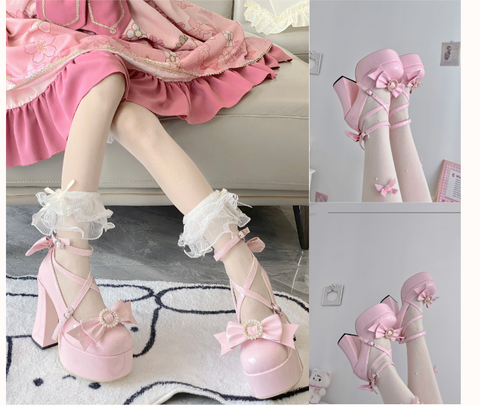 Original Lolita Sweet Japanese Elegant Strappy Princess High Heels - Jam Garden