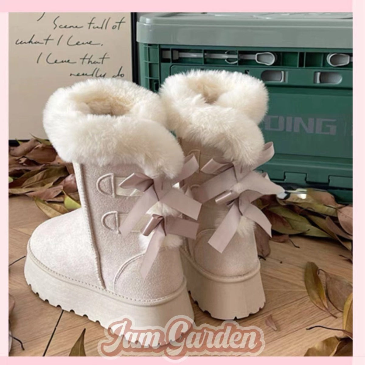 Sweetheart Girl Cute Bow Snow Boots For Women Winter Plus Velvet