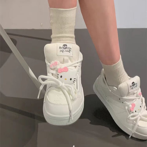 Bread Shoes Original Hello Kitty White Shoes Summer New Ins Style Thick Bottom All-Match Board Shoes - Jam Garden