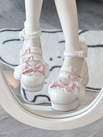 Lolita shoes cute girl plus velvet rabbit ears thick sole