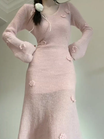 Pink sweater knit dress