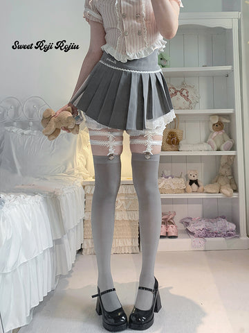 Lolita spring and autumn pantyhose women's gray silk jk knee-high socks