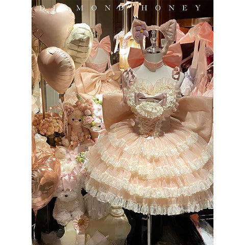 DH·Sweet Lace Bow Little Girl Lolita Dress(Pre-sale)