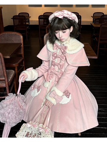 Sweet Pink Lolita Cape Dress