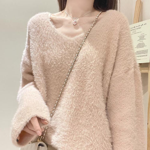 Pink pullover long sleeve sweater