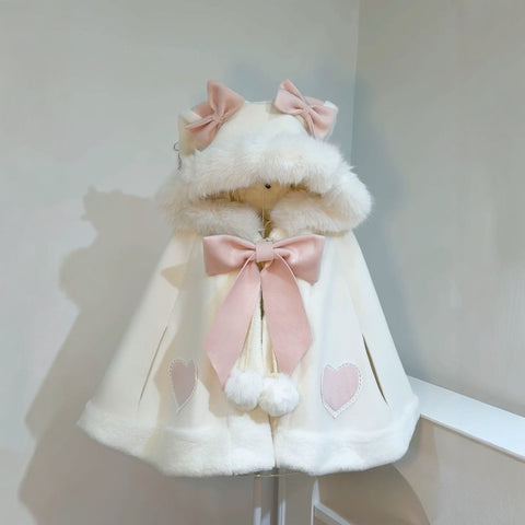 Fluffy rabbit cloak wool cute autumn and winter rabbit ear cloak