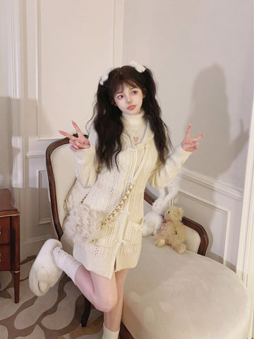 Bobon21 cream girl soft cardigan