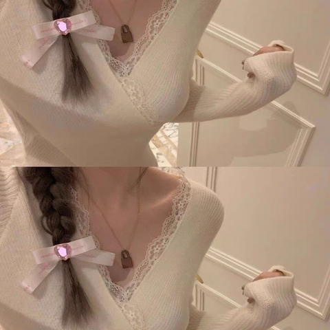 Customized French Girl Romantic Rose Bow Hairpin Side Clip Headwear - Jam Garden