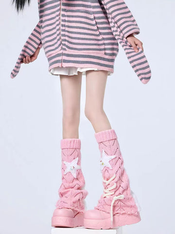 Japanese Hottie Hollow Woolen Knitted Leg Cover Y2k