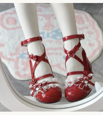 Cute doll-like mid-heel lace sweet Mary Jane