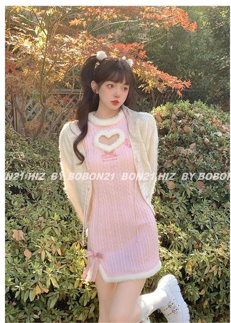 Sweet Love Plush Twist Pure Desire Vertical Stripes Slim Dress Pure Desire Inner Slim Short Skirt - Jam Garden