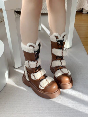 Lolita boots winter round toe sweet plush