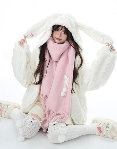 Rabbit Ears Star Plus Velvet Sweet Hooded Warm Winter Coat