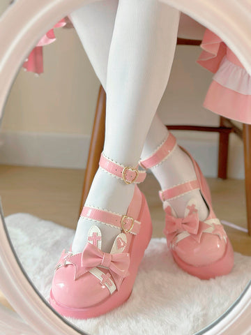 Original lolita platform shoes round head Japanese sweet