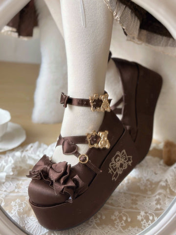 Platform-Soled Doll-Feel Satin Lolita Shoes