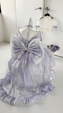 POSHEPOSE purple princess style big bow skirt suit