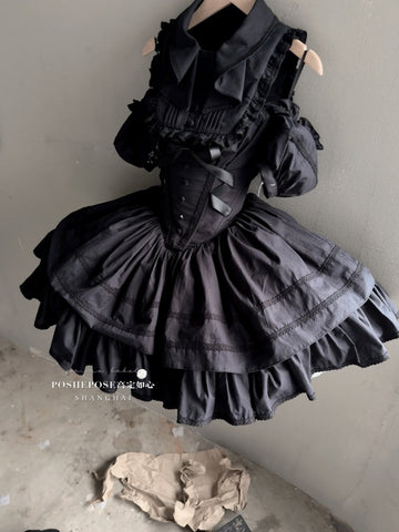 POSHEPOSE Black cotton princess dress