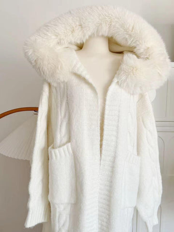 Creamy White Long Cardigan Sweater Set