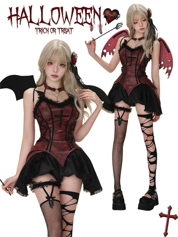 Vampire Night Bra + Bat Trumpet Sleeves + Bat Pumpkin Pants + Black Velvet Long Skirt