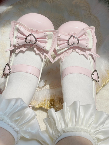 Original sweet and cute bowknot round head Lolita low heels