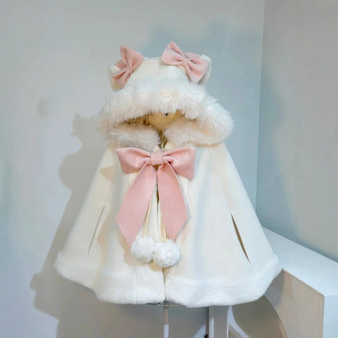 Fluffy rabbit cloak wool cute autumn and winter rabbit ear cloak