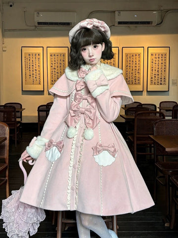 Sweet Pink Lolita Cape Dress