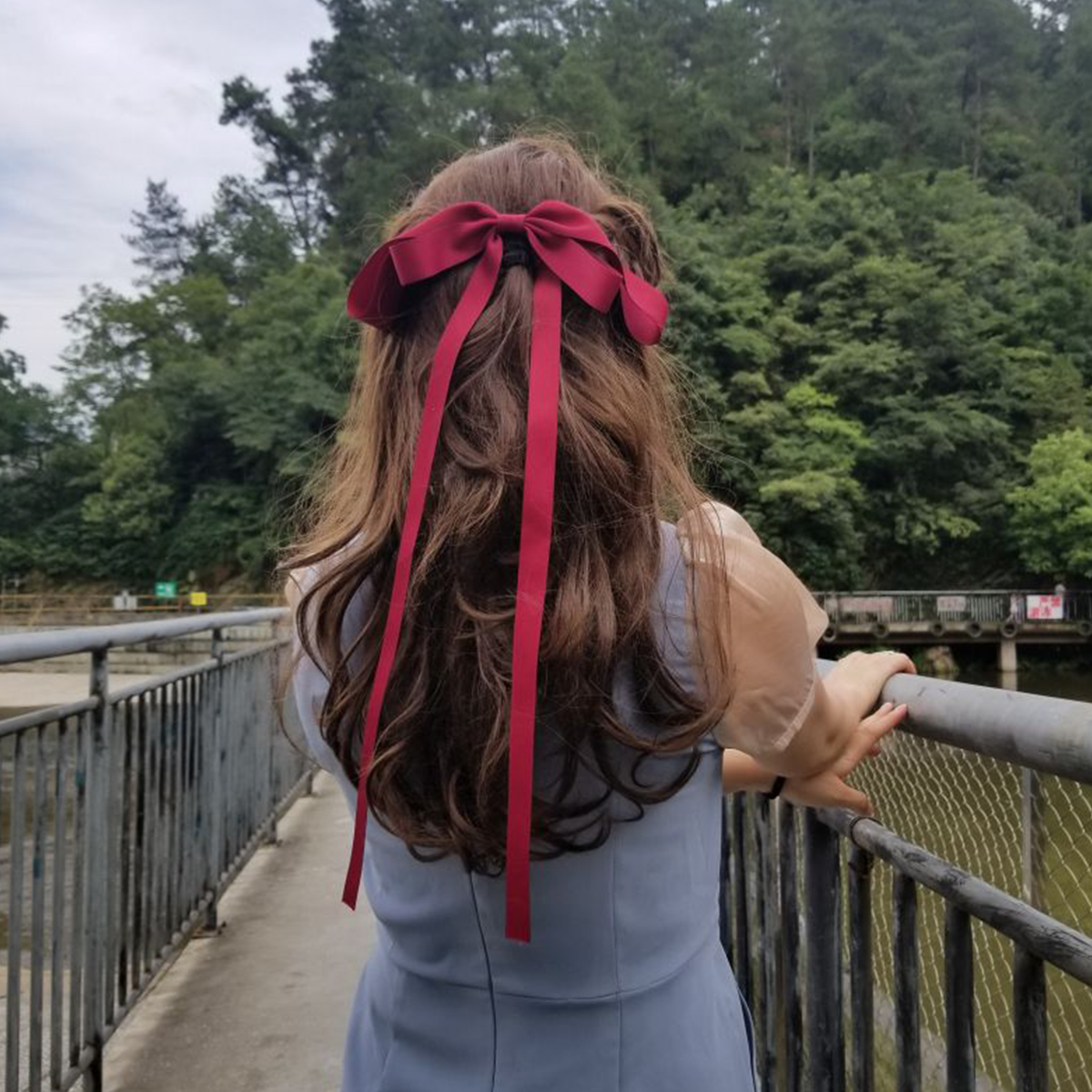 Oversized Ribbon Bow Headdress Summer Fairy Clip Temperament Headdress Ribbon Spring Clip - Jam Garden