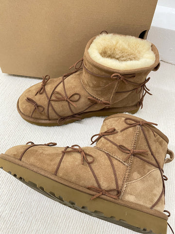 Bowknot Plush Thickened Fairy Snow Boots