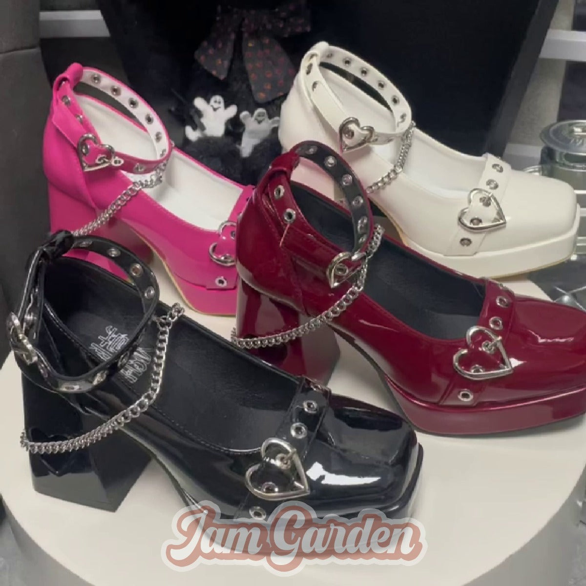 Original Punk Style Y2k Square Toe Hot Girl High Heel Lolita Shoes - Jam Garden