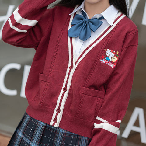 Sanrio Joint Autumn And Winter Sweet And Cute Jk Uniform College Wind Sweater Cardigan - Jam Garden