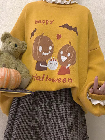 Halloween Japanese cute lace lantern sleeve sweater