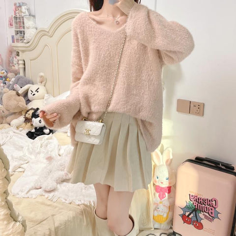 Pink pullover long sleeve sweater