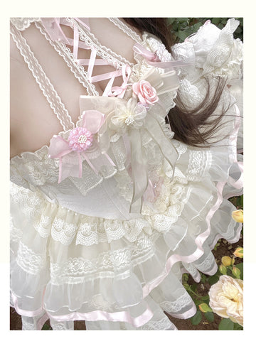 Fairy Ballet Style Ribbon Princess Halter Neck Dress