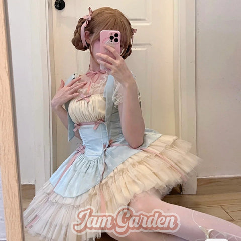 Mint Green Ribbon Lolita Dress JSK Elegant Princess Dress - Jam Garden
