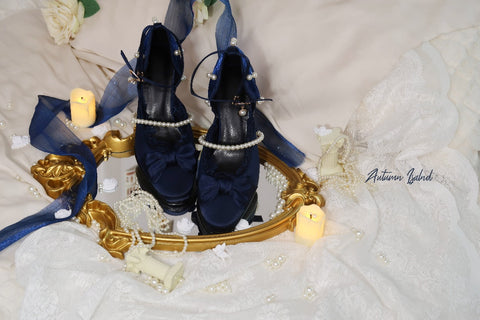 Lolita Women's Shoes Elegant Velvet Sequined Satin High Heels - Jam Garden
