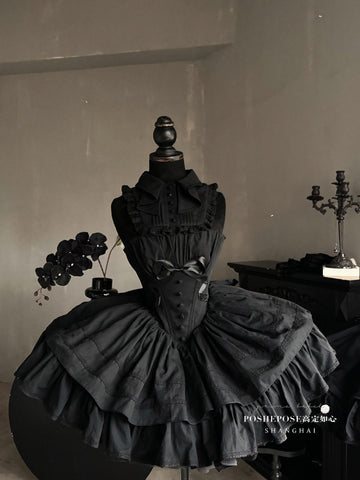 POSHEPOSE Black cotton princess dress