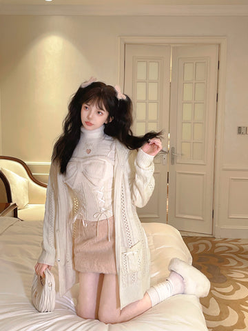 Bobon21 cream girl soft cardigan