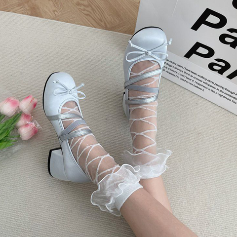 French Ballet Style Shallow Mouth Thick Heel Small Fragrance Style Mary Jane Leather Shoes - Jam Garden