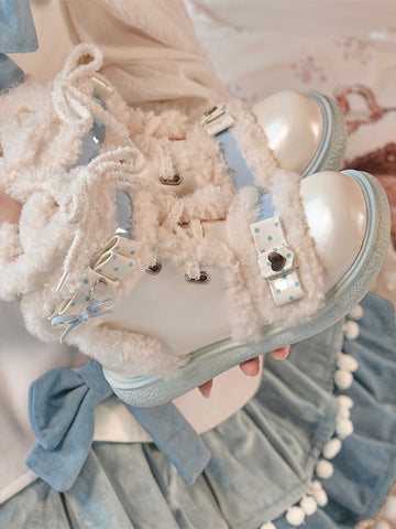 Snowflake fluffy lolita snow boots winter