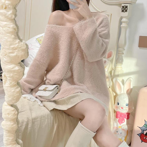 Pink pullover long sleeve sweater