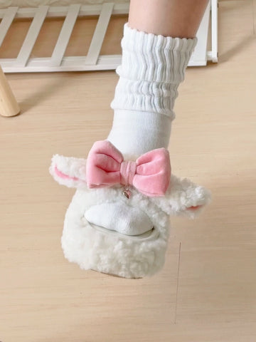 Original design cute bow plush thick-soled slippers