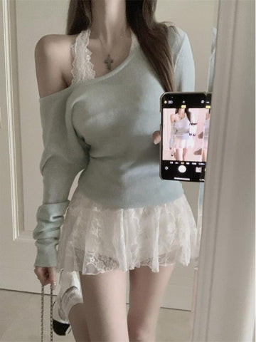 Thin slightly transparent sun-proof knitted blouse