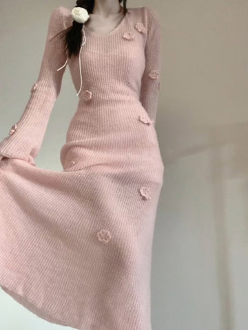 Pink sweater knit dress