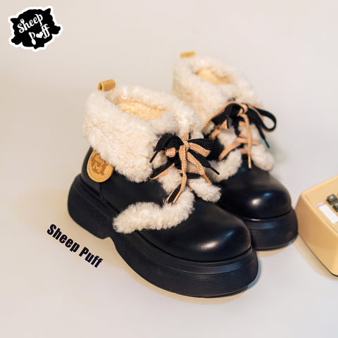 Autumn and winter retro plus velvet warm thick-soled cotton shoes snow boots