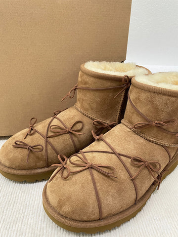 Bowknot Plush Thickened Fairy Snow Boots