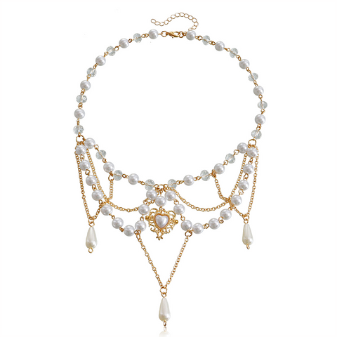 Niche Design Double-Layer Highlight Imitation Pearl Tassel Love Butterfly Cross Necklace Versatile - Jam Garden