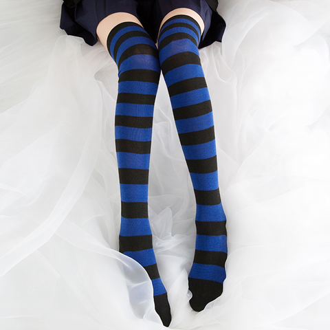 Japanese Cute Harajuku Style Striped Stockings Over The Knee Socks Color Matching Calf Socks - Jam Garden