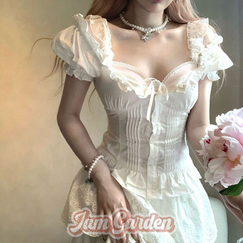 French Gentle Style Sweet Age-Reducing Temperament Dress Summer New Dopamine Wear With Waist - Jam Garden